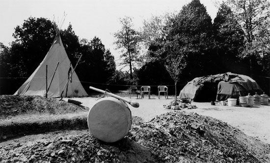 Inipi (Sweat Lodge) on right